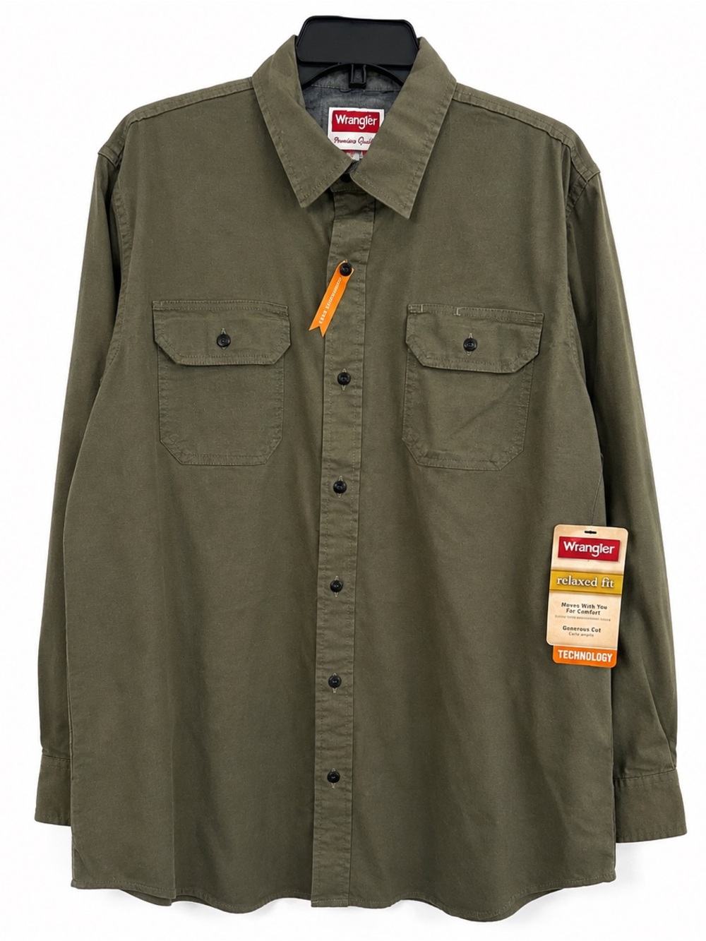 Wrangler Olive Green Casual Button-Down Shirt